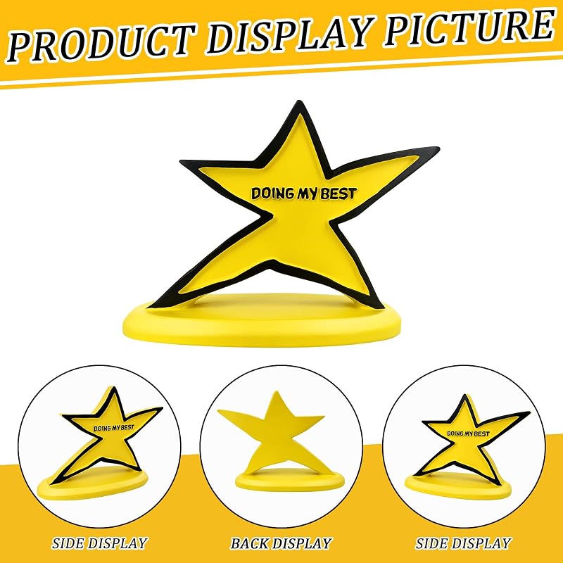 Doing My Best Yellow Star Trophy - Desk Ornament Gift for Students & Employees