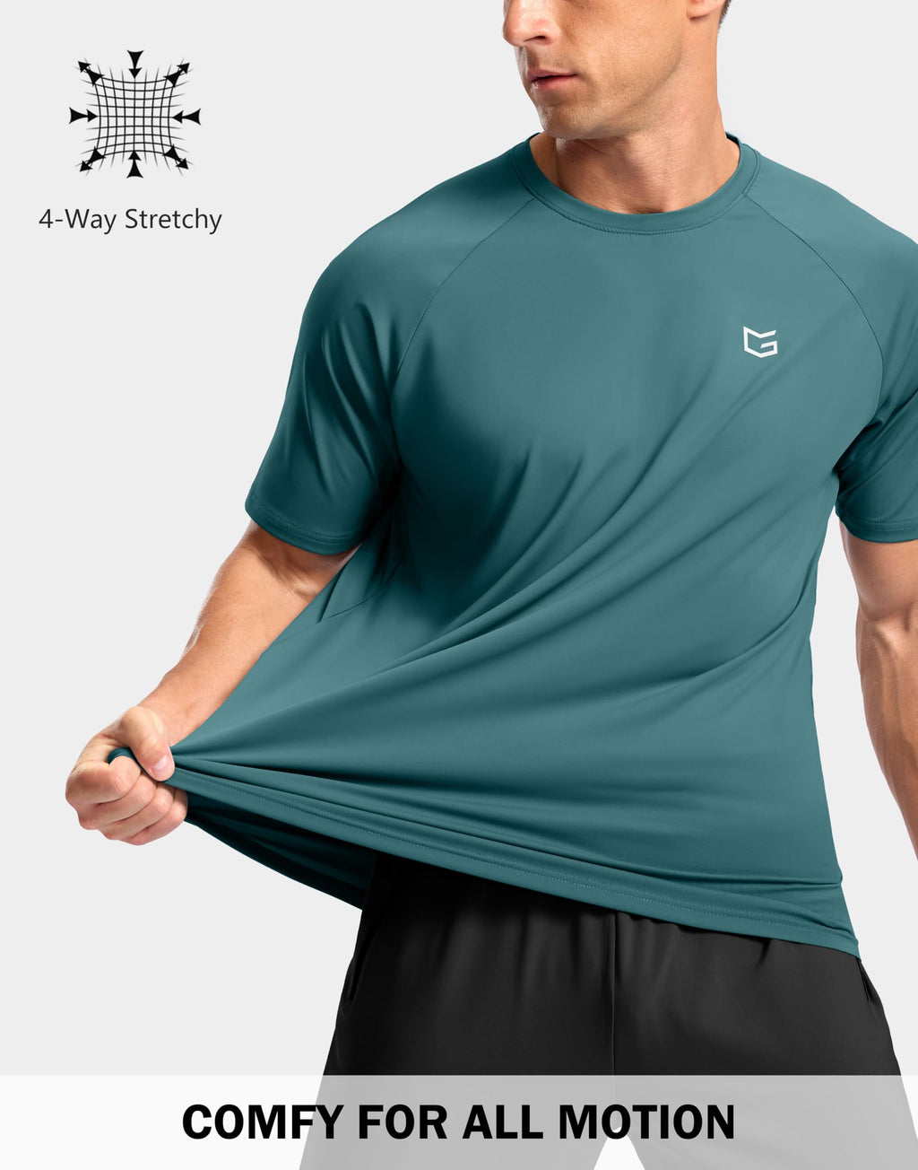 G Gradual Men's Athletic Workout T-Shirts Moisture Wicking Cooling Running Shirts Short Sleeve Performance Tee for Gym Tennis(Teal,XL)