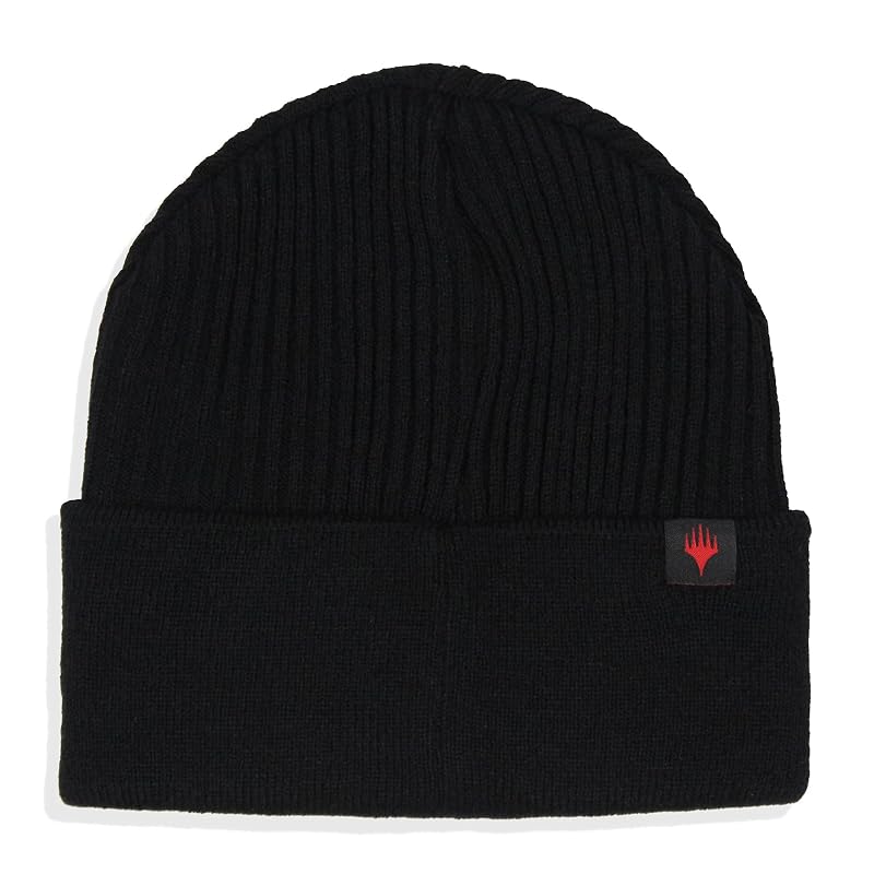 Magic: The Gathering Mana Token Knit Beanie—Unisex Cuffed Hat, Black