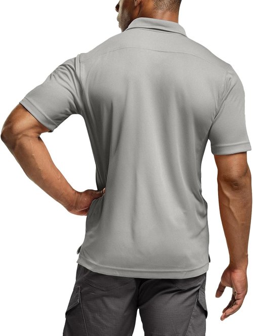 CQR Men's Tactical Polo Shirt - Quick Dry, Lightweight & Breathable | Short Sleeve, UPF 50+ Outdoor Golf Shirt