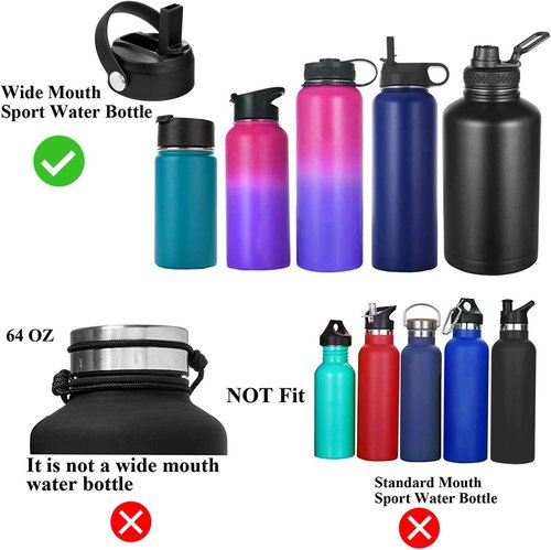 Hydro Flask Straw Lid - Flexible Handle & Straws for 32/40 oz Wide Mouth Bottles