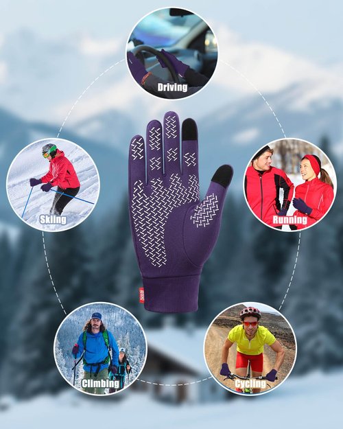 Aegend Lightweight Winter Gloves for Men Women, Warm Running Gloves Touchscreen Thermal Glove Liners for Cold Weather Driving, Cycling & Hiking, Non-Slip, Elastic Cuff, Stretchy, Durable