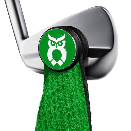 MagnetOwl Magnetic Golf Towel Clip (Turn Any Golf Towel Magnetic) - with 2 Sided Removable Ball Marker - Highest Strength Magnet - Removable and Resuable Towel Magnet - (Green)