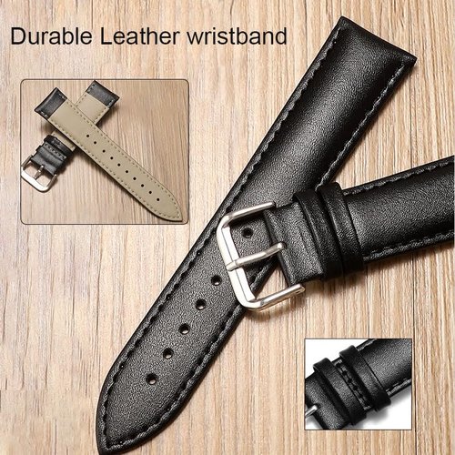 Leather Bands Compatible with FITVII HM08 HM58 / for iTech Active 3 / Amzhero-Runfit D26 / Virozis P67 / GADIXY G301 / RLQA Band 2 /KALOC Smart Watch bands, 2-Pack Quick Release Adjustable Wristband Straps Replacement