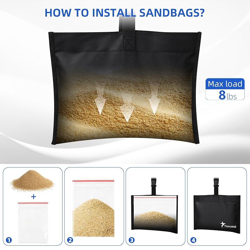 4 Pack Boat Cover Sand Bags Mooring Kit with Tarp Clips 600D Waterproof