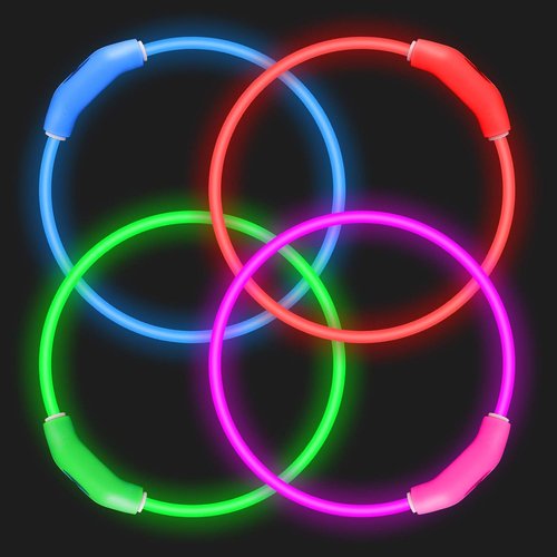 Novkin LED Dog Collar - Rechargeable Light-Up Safety Necklace for Night Walking | 2-Pack, Red & Pink