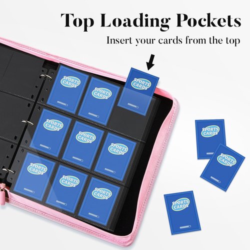 Fabmaker 9 Pocket Card Binder - Premium PU Cover Holds 756 Cards | Portable Black Album for Trading & Sports Cards