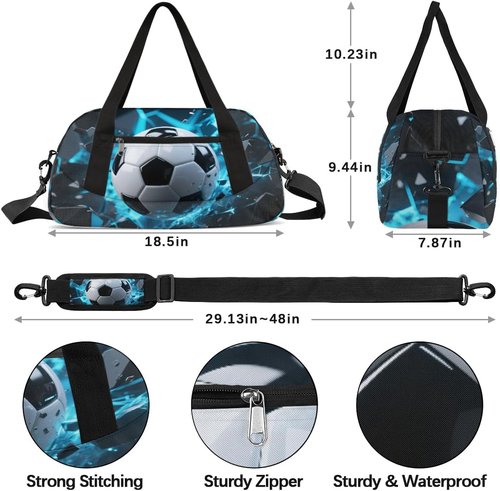 Exploding Soccer Duffel Bag for Kids Overnighter Small Duffle Bags for Boys & Girls, Sleepovers and Travel Duffel Bag for Kids, Carry-On Size & Ideal for School Practice or Sport Gym Bags