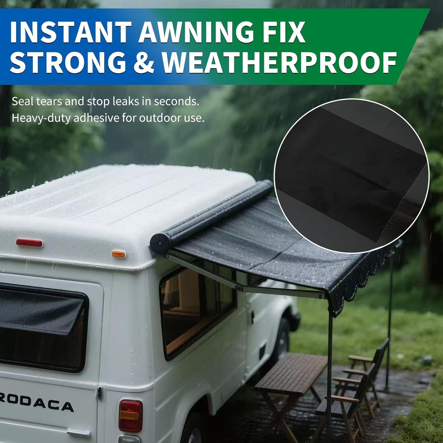 YONGJIN Heavy Duty RV Awning Repair Tape - Waterproof Tarp Patch Kit for Outdoor Fabric (3 Inch)