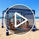 Beach Cabana 8x8 ft with Side Wall Navy Stripes UPF 50+ Sun Shelter Portable Shade