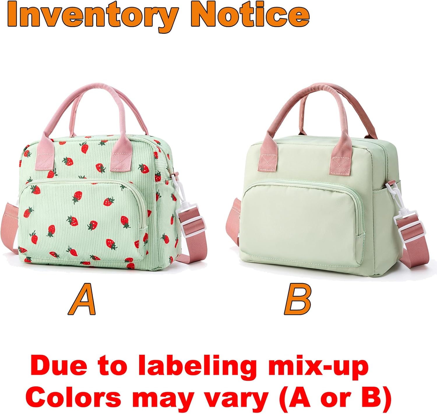 Skiennix Insulated Lunch Bag - Cute Corduroy Tote for Women | Reusable Cooler in Strawberry Design