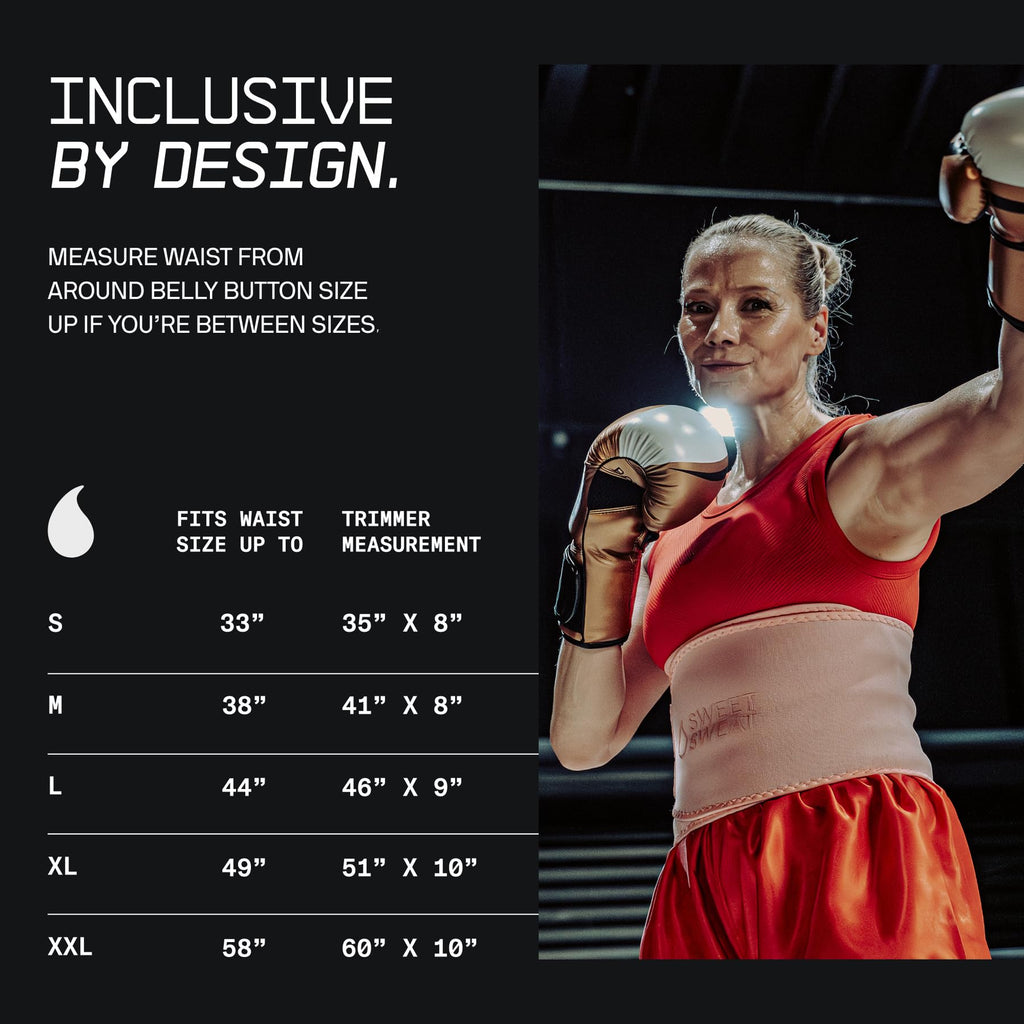 Sports Research Sweet Sweat® Waist Trimmer Toned Series - Premium Sweat Enhancing Fitness Belt for Women & Men - 5 Adjustable Sizes Sand