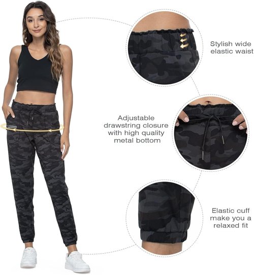 Haowind Joggers for Women - Comfy Elastic Waist Workout Pants with Pockets | Ideal for Yoga & Running