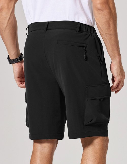 COOFANDY Mens Shorts Casual Hiking Cargo Shorts Lightweight Quick Dry Fishing Golf Shorts Men 9 Inch Inseam Black