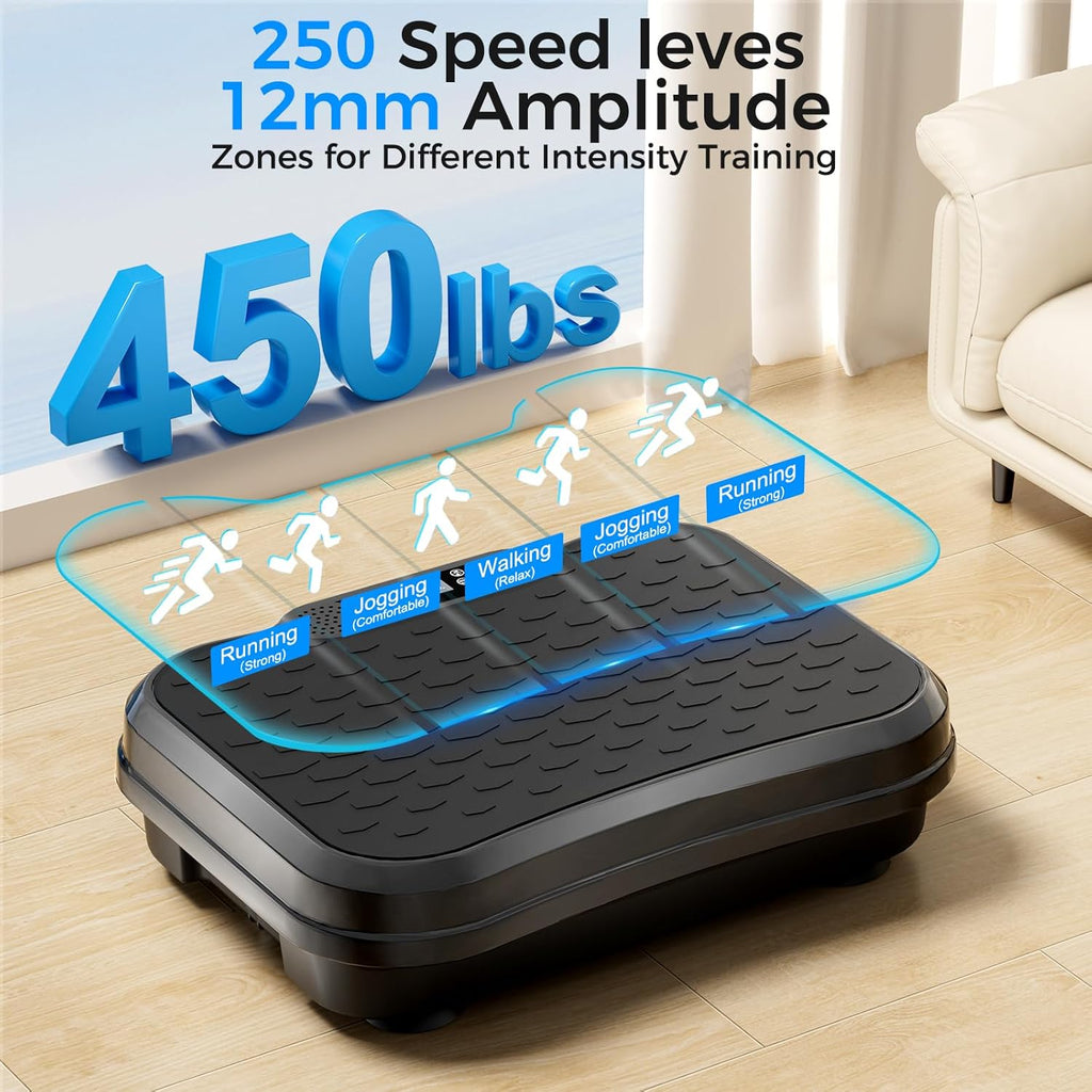 Skiennix Vibration Plate Exercise Machine - 250 Adjustable Speeds for Lymphatic Drainage | Supports 450 Lbs