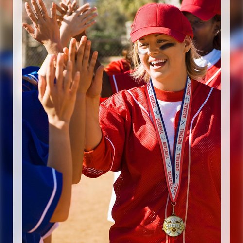 Ecation Medals with Neck Ribbons Soccer Awards Medals Baseball Team Awards Softball T-Ball Flag Football Trophy for Kids Sports Competitions Celebration Gift