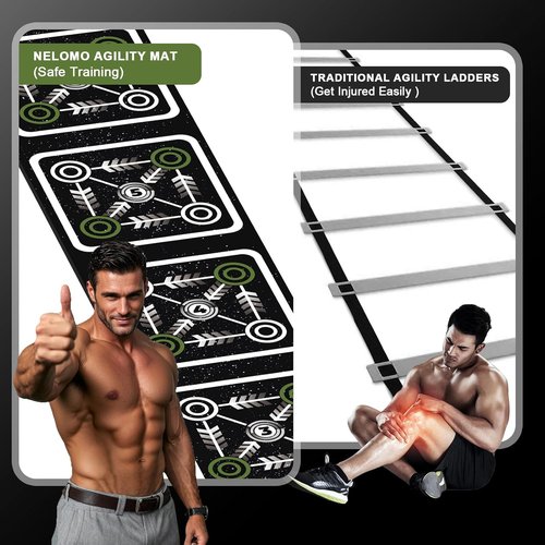 Agility Ladder Mat - 11.9 ft x 1.3 ft | Premium Agility Training Pad for Soccer, Football, Tennis, Boxing