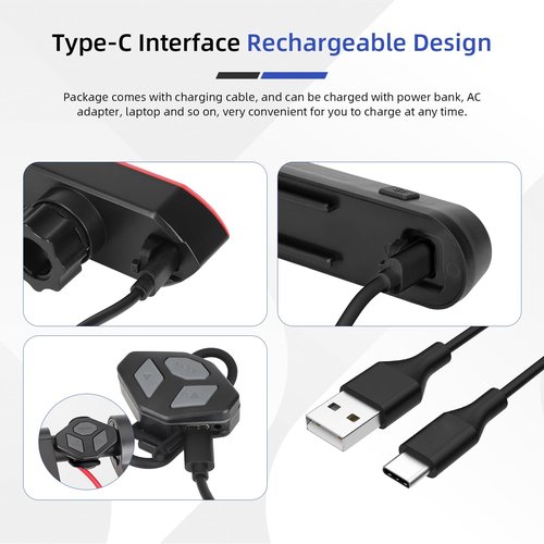 ulip Turn Signals for Scooter with Alarm, USB Charging Remote Control Split/Integrated Scooter Tail Light 4 Modes Waterproof Scooter Rear Lights 3PCS