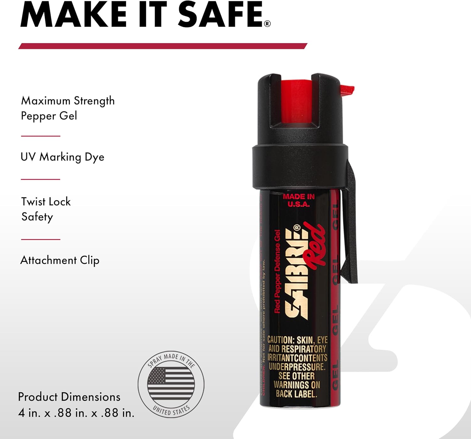 SABRE Pepper Gel - 35 Bursts for Maximum Protection | Safer Gel Formula with UV Marking Dye, 0.67 fl oz