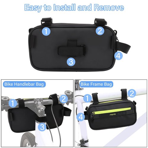 MOSISO Bike Handlebar Bag, Bicycle Frame Case, Multifunctional Waterproof Cycling Front Pouch with Shoulder Strap, Bike Crossbar Front Bag Storage Tool Bag for Women Men Road Mountain Cycling, Green
