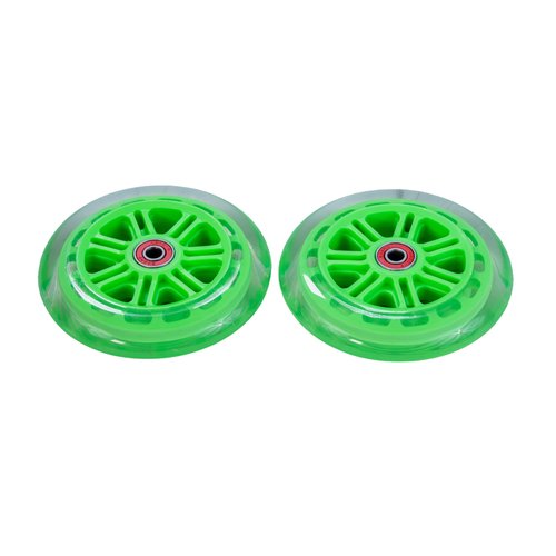 AlveyTech 125 mm Wheels for the Razor A3 Kick Scooter, Clear Wheel Green Hub (Set of 2)