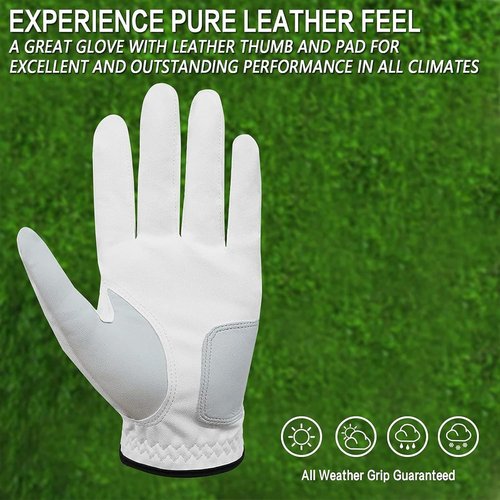 FINGER TEN Golf Gloves - Comfortable All-Weather Grip for Men | 5-Pack Sizes S-3XL