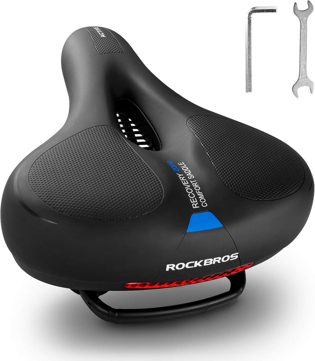 ROCKBROS Bike Seat Cushion - Ergonomic Memory Foam with Dual Shock Absorption | Waterproof & Portable for Peloton and Road Bikes