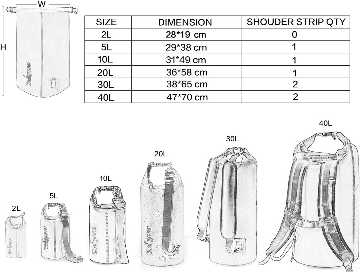 Unigear Waterproof Dry Bag - Lightweight Floating Storage for Kayaking, Boating, Fishing | 2L-40L Sizes
