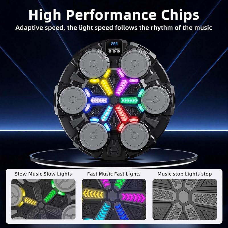 Bluetooth Wall-Mounted Boxing Machine with Lights and Gloves for Kids & Adults