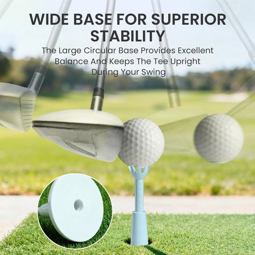GKandi Golf Rubber Tee Value 2 or 5 Pack, Adjustable Height from 2.1" to 2.9" Unbreakable Durable for Practice Mat, Driving Range Tees Holder for Indoor Outdoor Backyard (White-5 Pack)