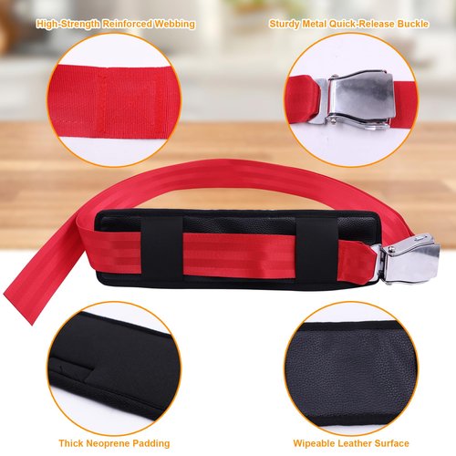 Padded Nordic Curl Bench Stabilizer Strap 66-Inch Adjustable Anchor Belt with Heavy-Duty Buckle for Lat Pulldown, Leg Extension, Dumbbell Press & Home Gym Training