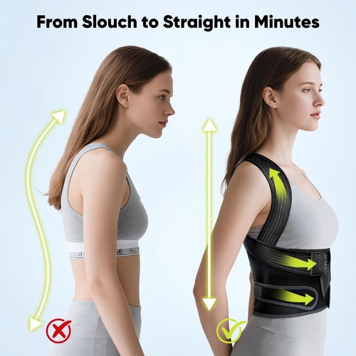 Janustar Back Brace Posture Corrector for Women & Men - Elastic Shoulder Straps, Full Back Support, Upper/Lower Pain Relief - Scoliosis, Hunchback