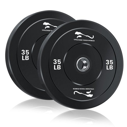 GarveeLife Weight Plates Set, 2 in Universal Fit, Olympic Bumper Plates With Steel Insert for Strength Training, Rubber Weight Plates for Barbell Home Gym, 35 LBS*2