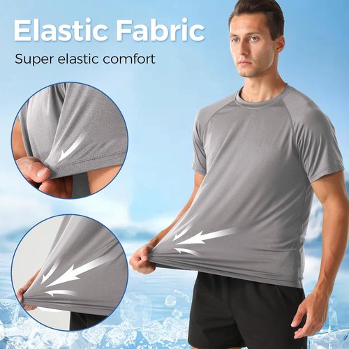 HYCOPROT Men's Quick-Dry Workout T-Shirts - Moisture-Wicking Short Sleeve Athletic Tee for Gym & Running