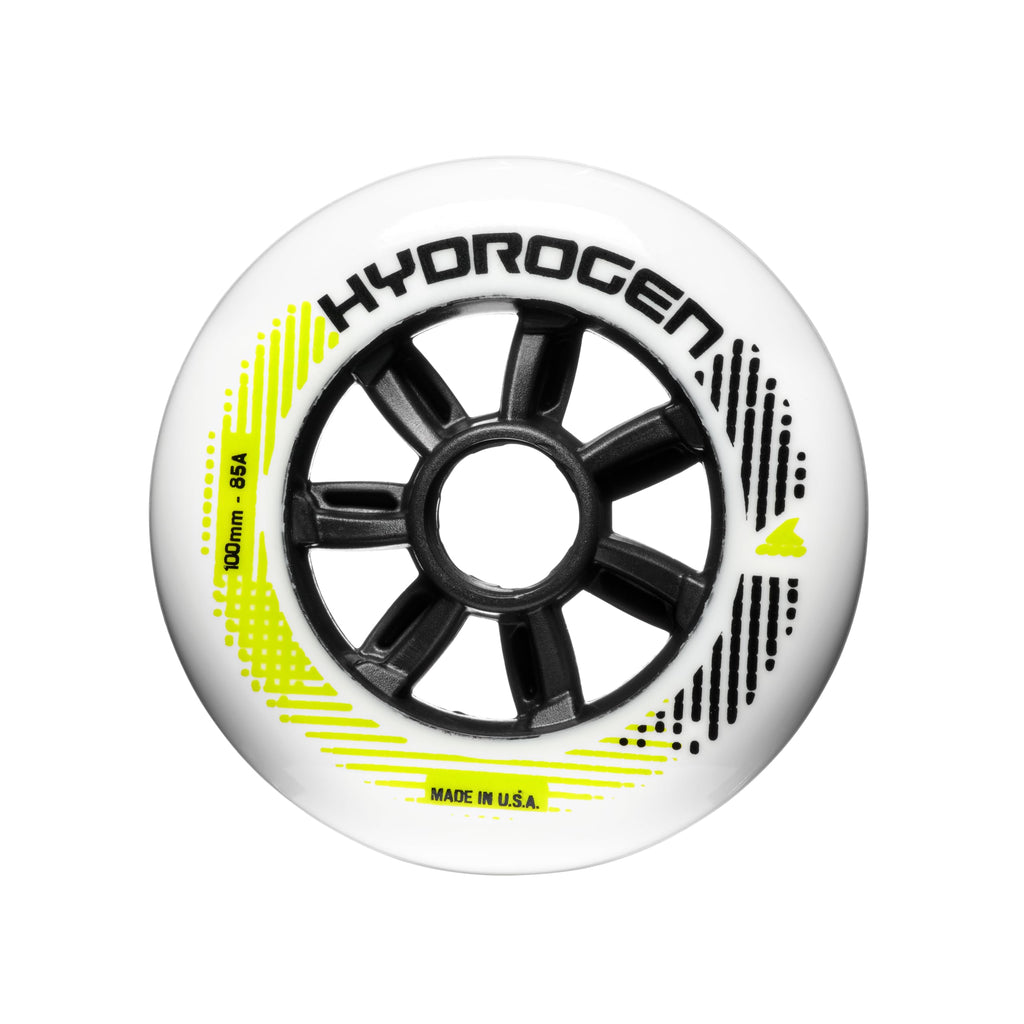 Rollerblade Hydrogen 100/85A (8PCS), Inline Skate Wheels, White, 100 mm/85A, Unisex Adults