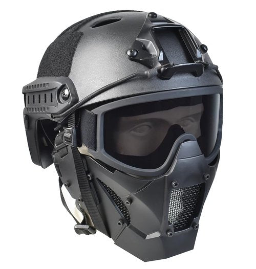 Airsoft Mask Heavy Duty Tactical Protective Mask with Anti-Fog Goggles Eye Protection and Tactical Fast Helmet Impact Resistant for Hunting Paintball CS Game BB Gun Shooting (Black)