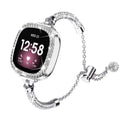 Bling Band And Case Compatible with Fitbit Versa 4/ Fitbit Sense 2 for Women, Metal Stainless Steel Wristband Replacement for Fibit Sense 2/Versa 4 (Silver)