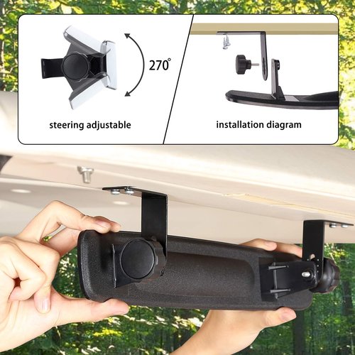 Universal Golf Cart Wide Angle Convex Rear View & Folding Side Mirror Kit, Compatible with Club Car, EZGO, Yamaha Models