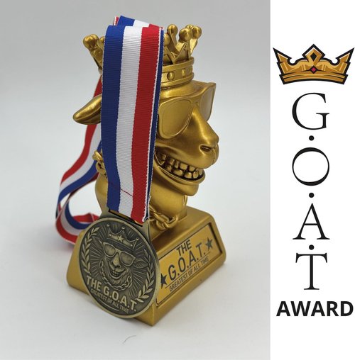 Goat Medal - 3-Inch Champion Pendant with Award Ribbon | Ultimate MVP Chain for Sports Tournaments