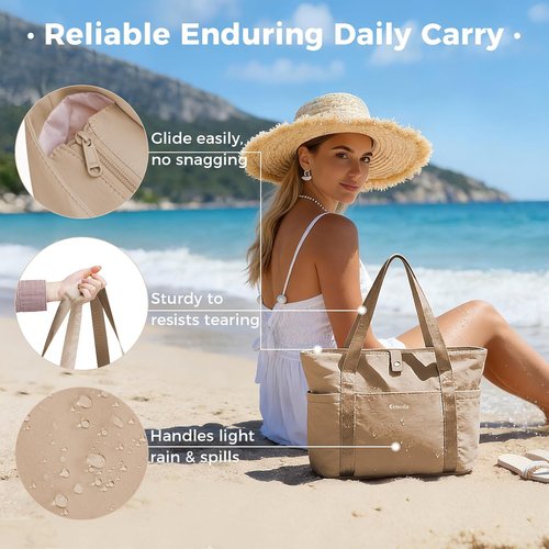 Ceneda Foldable Tote Bag - Lightweight Daily Handbag with Dual Cup Holders | 21L Capacity, Ideal for Travel & Gym