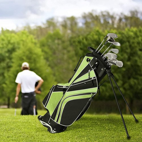 GRAFFY Golf Stand Bags, Golf Carry Bag w/ 6 Way Dividers, 8 Pockets, Rain Hood, Umbrella Holder & Glove Sticker, Lightweight Golf Club Bags for Men, Women (Green)
