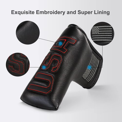 GonaFit Golf USA Blade Putter Head Covers Strong Magnetic Protective Putter Covers for Taylormade Odyssey Scotty Cameron Ping Cobra Premium Golf Putter Headcover