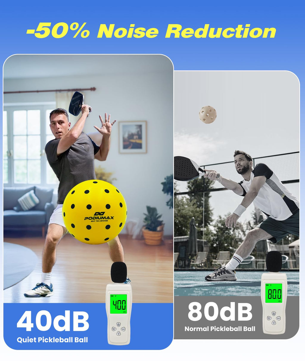 PodiuMax Indoor Pickleball Balls, 6 PCS Quiet Pickleballs, Foam Pickleball for Indoor & Outdoor Practice, Noise Reducing Soft Pickle Balls for All Ground Surfaces