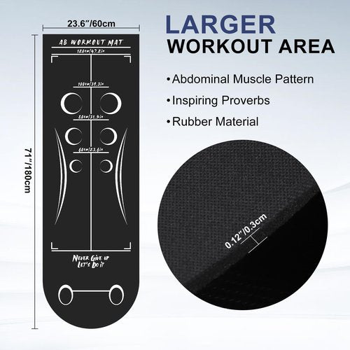 NELOMO Abdominal Exercise Mat Ab Workout Mat Rubber Non-Slip Abdominal Exercise Mat Ab Roller Mat 71”X 23.6” Heavy Ab Training Mat AB Workout Must Have for Fitness Gym