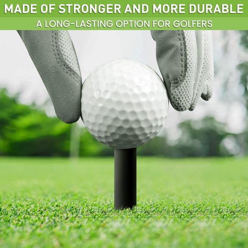 FINGER TEN Golf Rubber Tees Driving Range 3 Inch 1.5'' 2.25'' 2.75'' 3.13'' Tee Holder for Mat 1.5'' 2'' with Plastic Tees Indoor Outdoor Use (Black-25 Pcs)