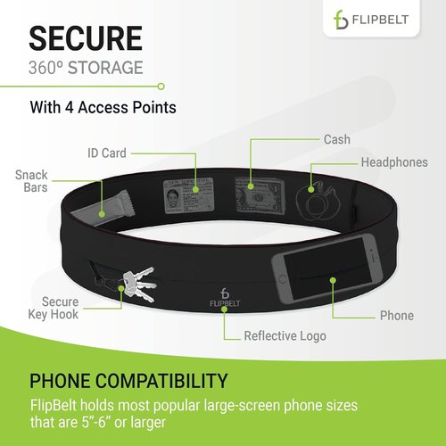 FlipBelt Classic Running Belt - Comfortable Fanny Pack for Men & Women | Perfect for Active Lifestyles