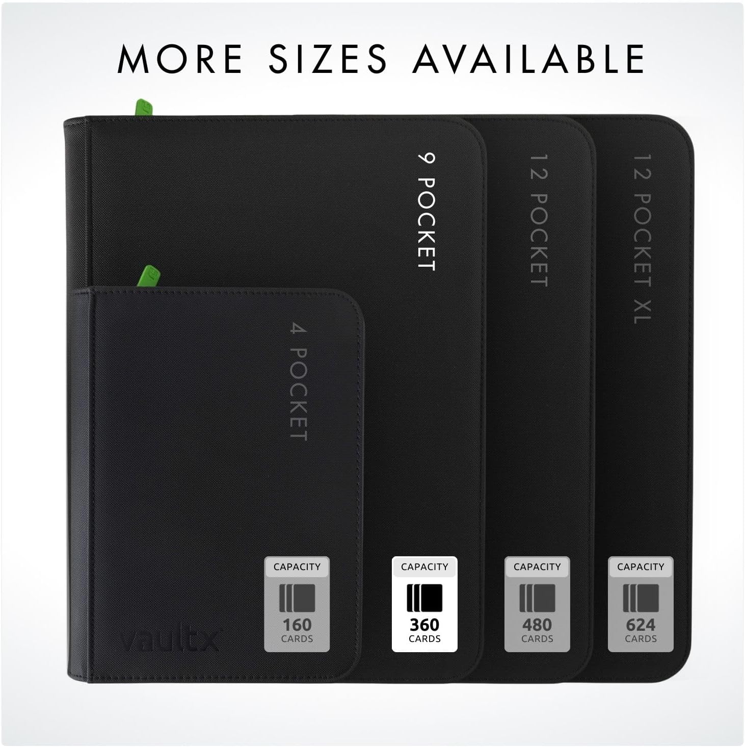 Vault X 9 Pocket Trading Card Zip Binder - Premium Exo-Tec Material, Holds 360 Cards | Black