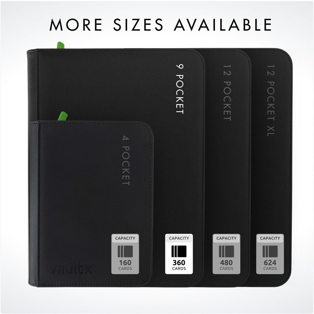 Vault X 9 Pocket Trading Card Binder - Premium Exo-Tec Material, Holds 360 Cards, Black