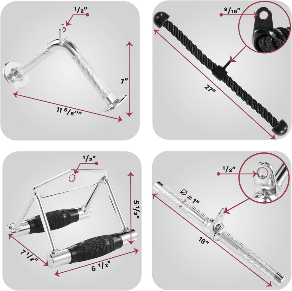 Yes4All Cable Machine Attachment - Versatile Row Handles & Tricep Rope | Supports 880 LB for Home Gym
