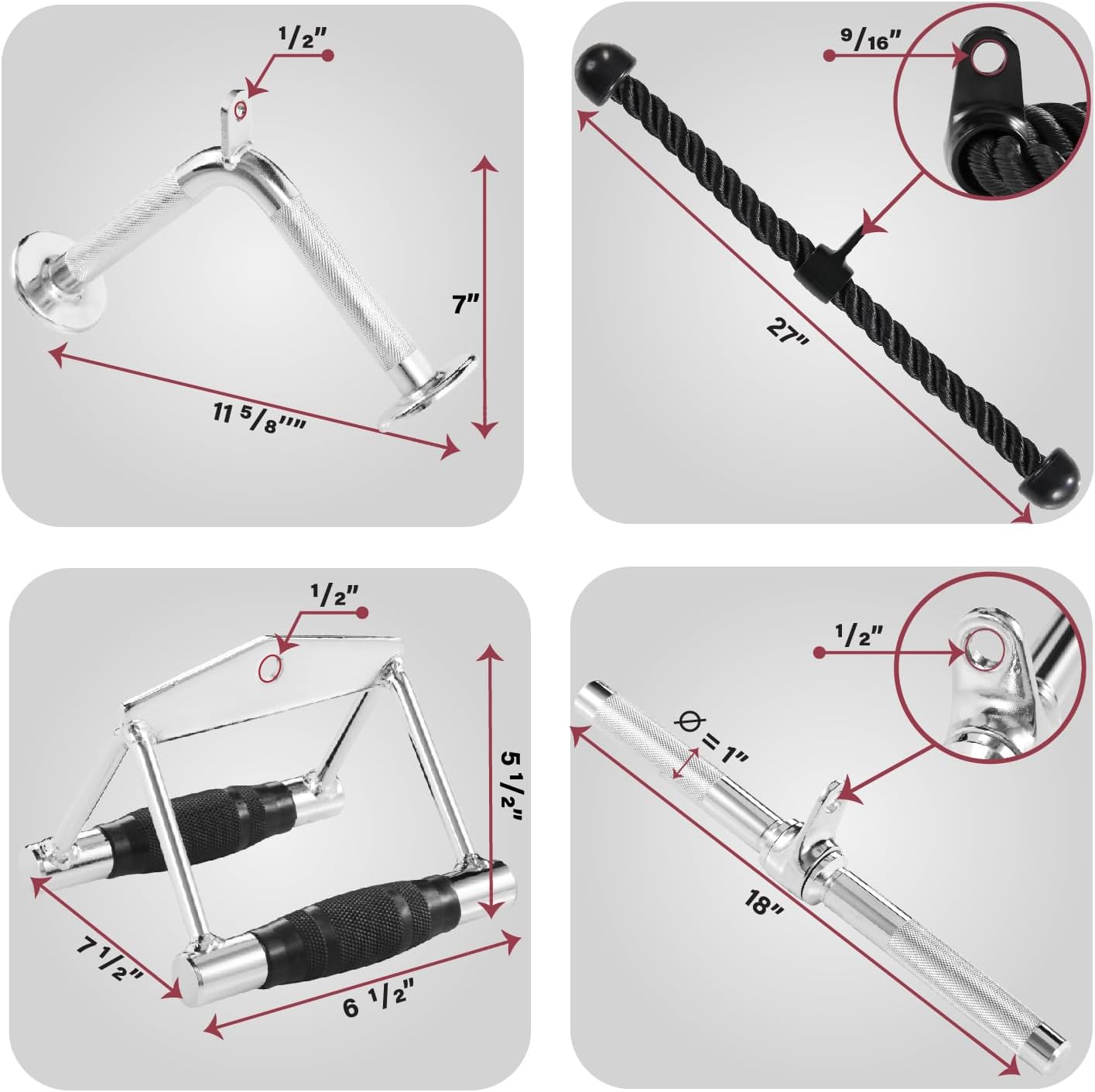 Yes4All Cable Machine Attachment - Versatile Row Handles & Tricep Rope | Supports 880 LB for Home Gym